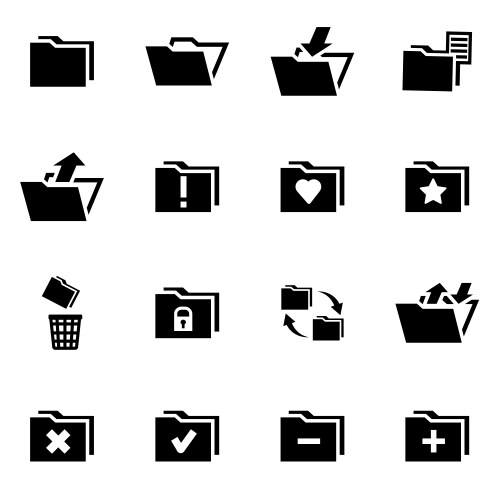 Black folder icon set vector image