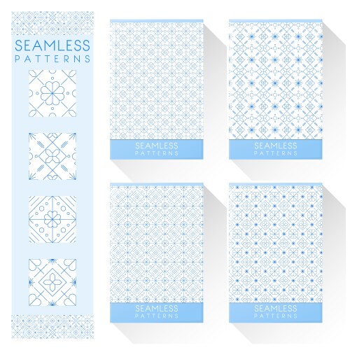 Set of simple line seamless patterns 1 vector image