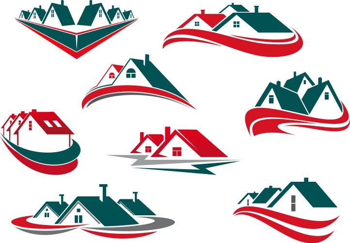 Real estate and house icons or symbols vector image