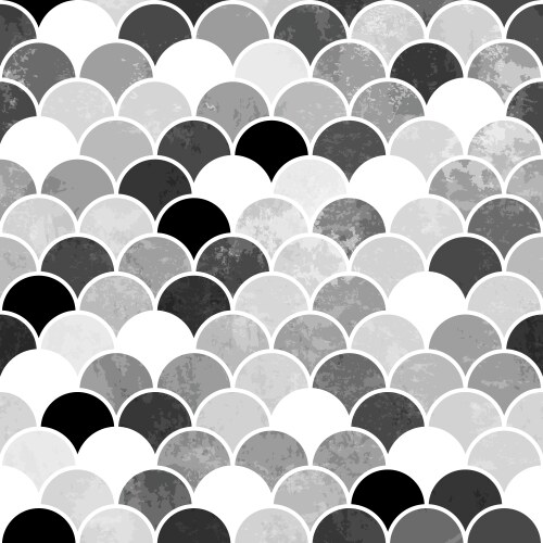 Fish scales monochrome seamless pattern vector image