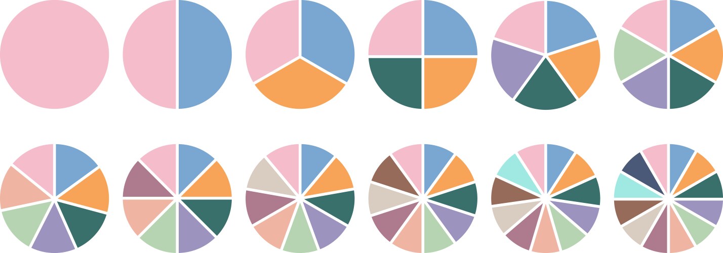 Pie chart parts for infographic circle sections 4 vector image