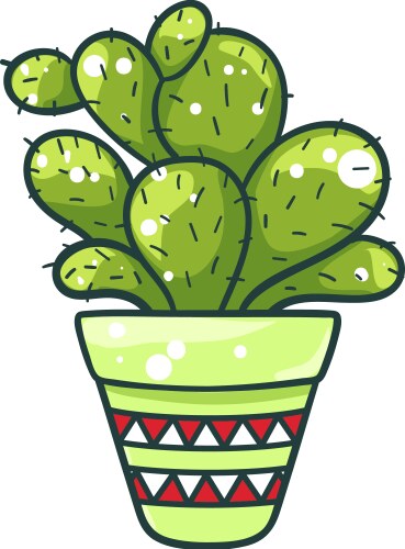 Cactus green icon flower in pot and tropical vector image