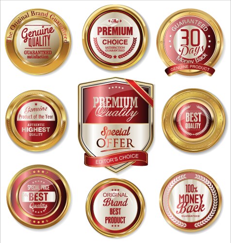 premium quality golden labels vector image