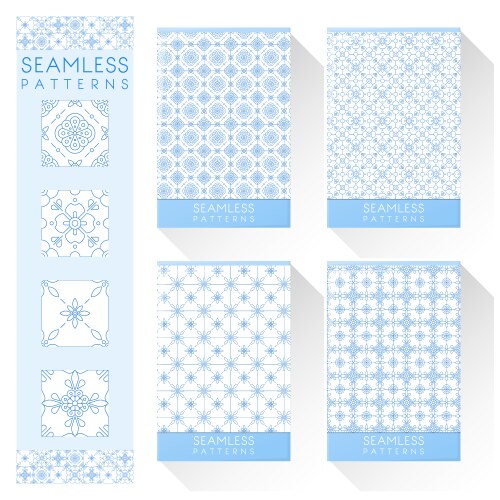 Set of simple line seamless patterns 2 vector image