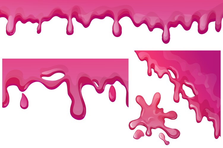 Set slime purple and pink jelly glaze with drips vector image