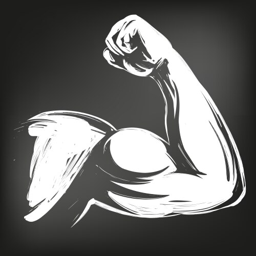 arm bicep strong hand icon cartoon symbol vector image