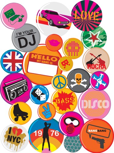 Badges 80s style pop retro vector image