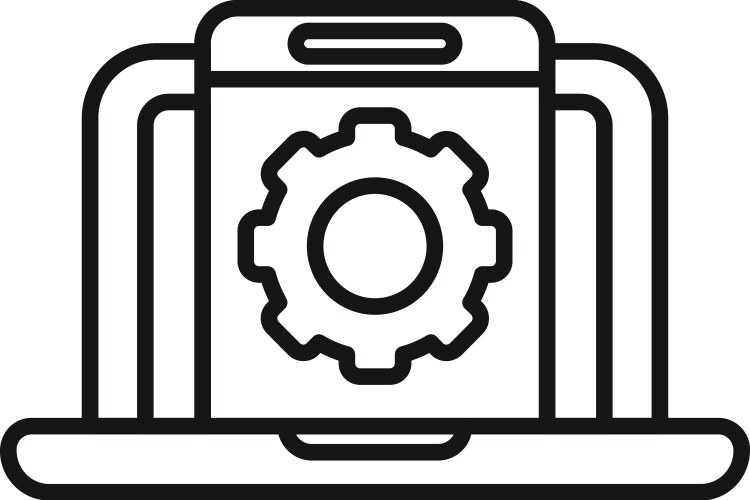 Gear support hosting icon outline tech vector image