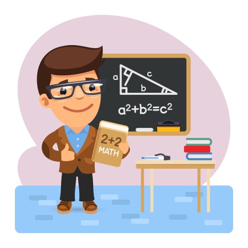 Cartoon math teacher vector image