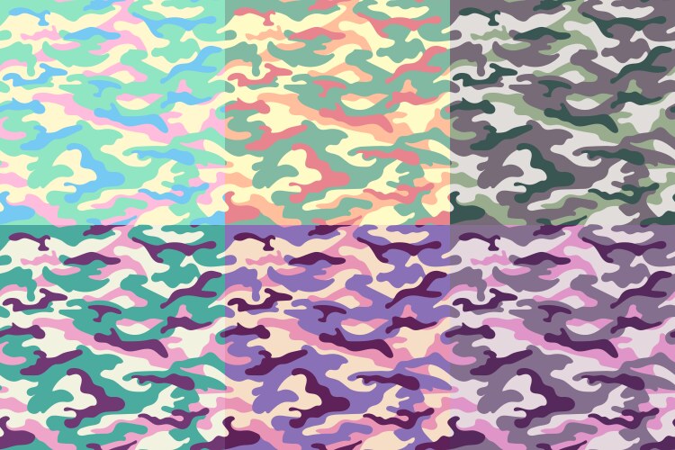 set camouflage seamless patterns unusual vector image