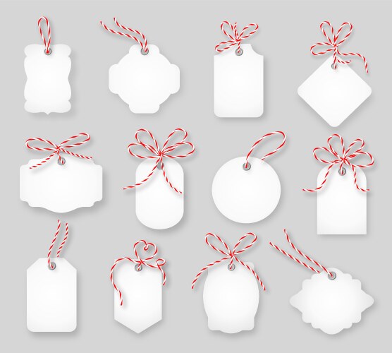 price tags and gift cards tied up with twine bows vector image