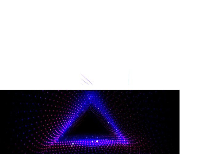 Triangle neon dot tunnel on black background vector image