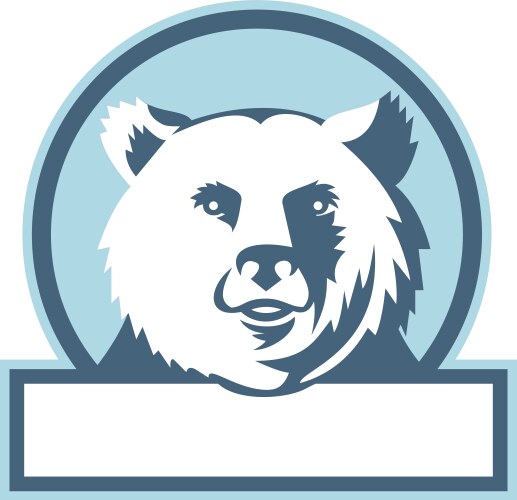 California grizzly bear head smiling circle retro vector image