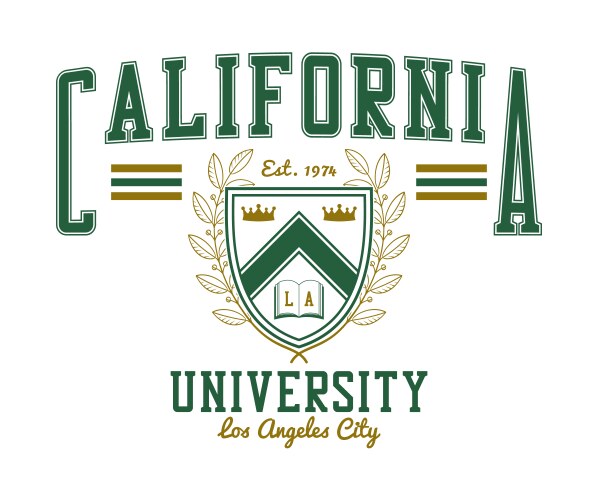 California university t-shirt design with shield vector image