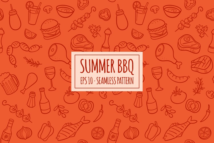 Bbq elements seamless pattern vector image