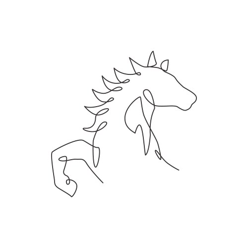 One continuous line drawing luxury horse head vector image