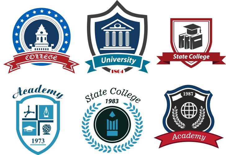 University college and academy heraldic emblems vector image