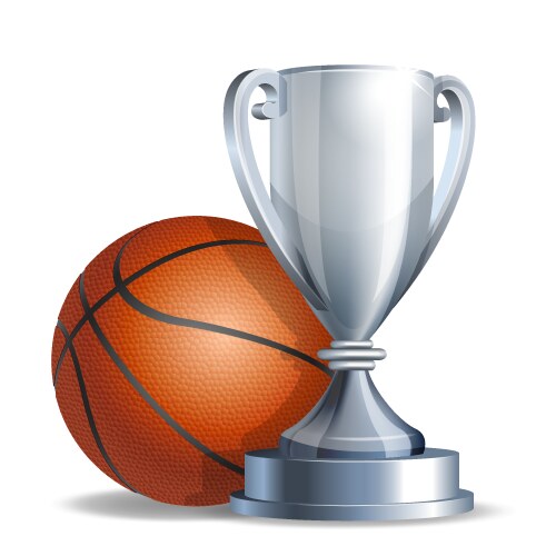 Silver trophy cup with a basketball ball vector image