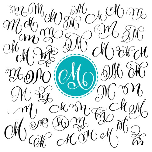 Set of hand drawn calligraphy letter m vector image