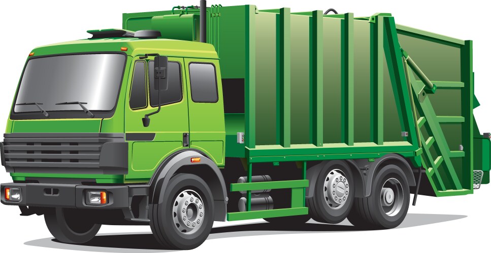 Green garbage truck vector image