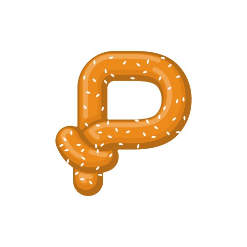 Letter p pretzel snack font symbol food alphabet vector image