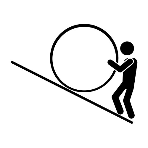 Cartoon sisyphus is pushing for concept design vector image