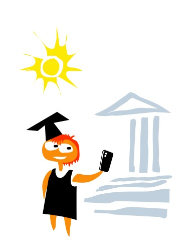 Girl in a mantle and square academic cap vector image