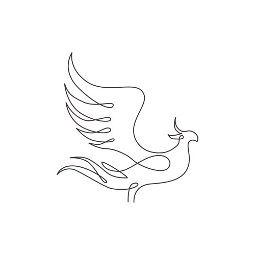 One continuous line drawing elegant phoenix vector image