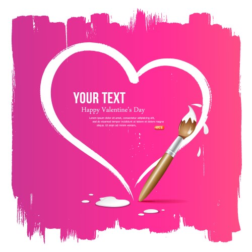 Paint brush heart shape on pink background vector image