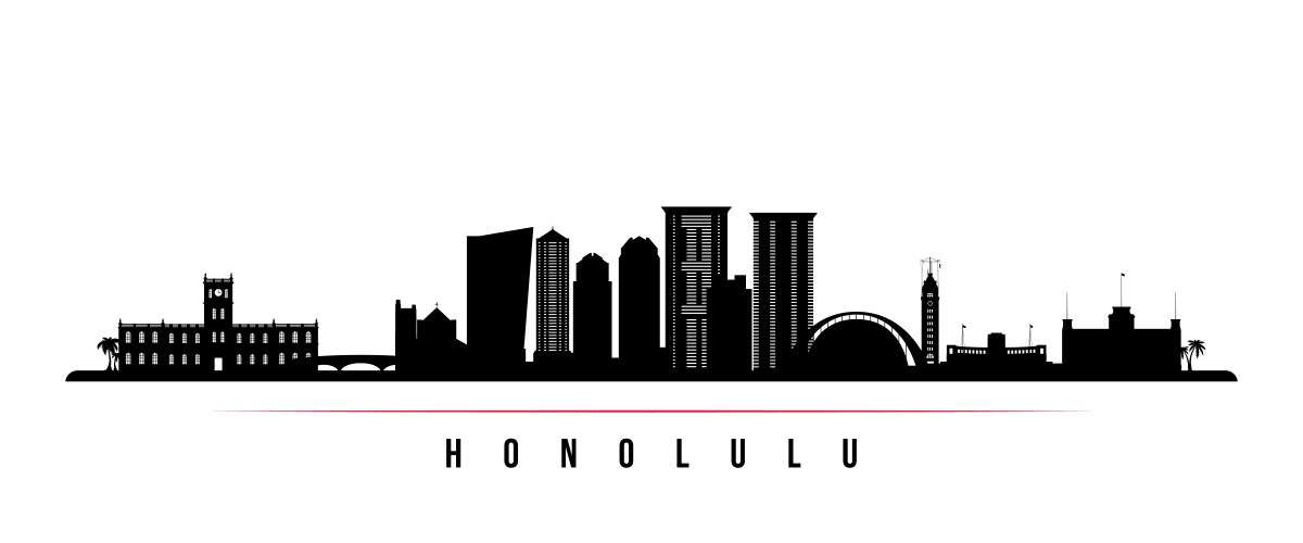 honolulu skyline horizontal banner vector image