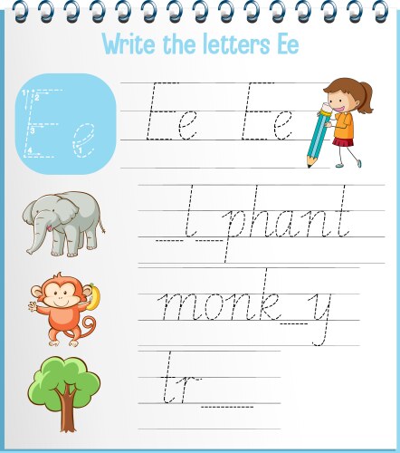 english alphabet tracing worksheets vector image