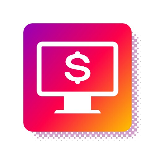 White computer monitor with dollar icon isolated vector image