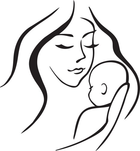 Baby and mother outline vector image