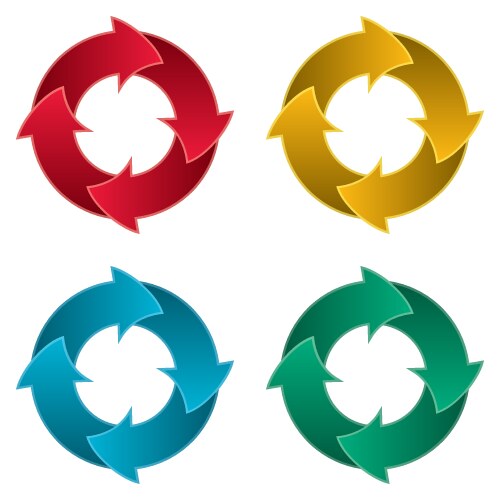 Ring of four arrows colorful arrow circle vector image