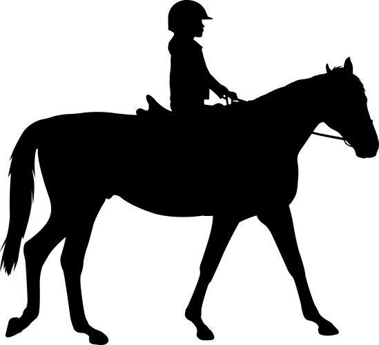 Child riding horse silhouette vector image