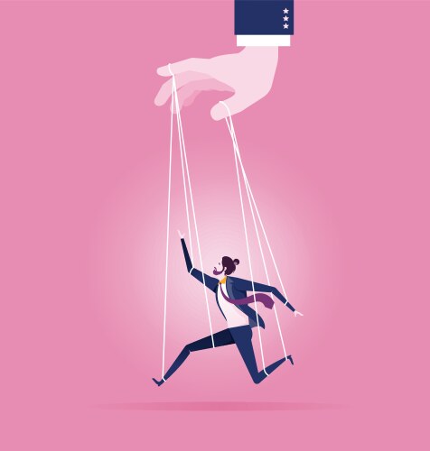 Businessman marionette on ropes vector image