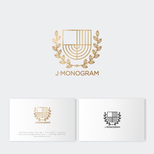 j monogram gold letter like herald shield vector image