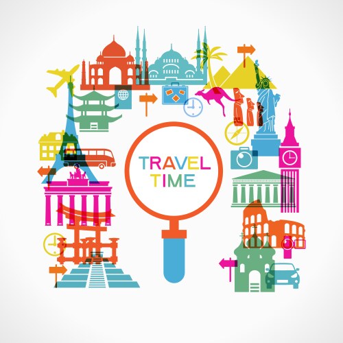 A set of elements for travel and vacations vector image