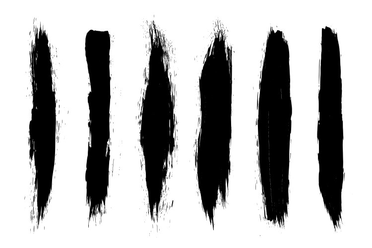 Set of black brush strokes isolated on white vector image