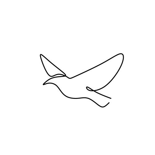 Flying bird one line drawing minimalism style vector image