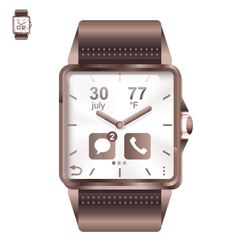 Smart watch square in realistic style vector image