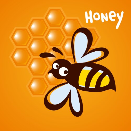 Bee icon pretty with honeycomb logo image vector image