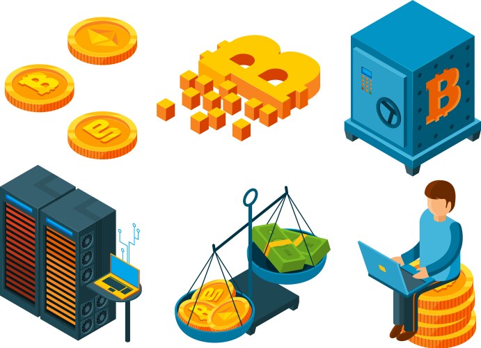 Crypto currency 3d icon business ico blockchain vector image