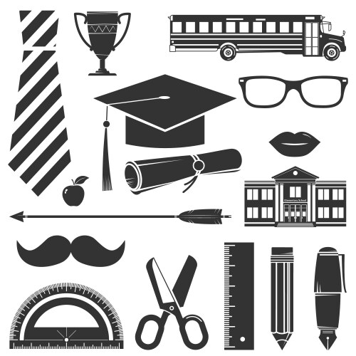 graduation icons set isolated on white vector image