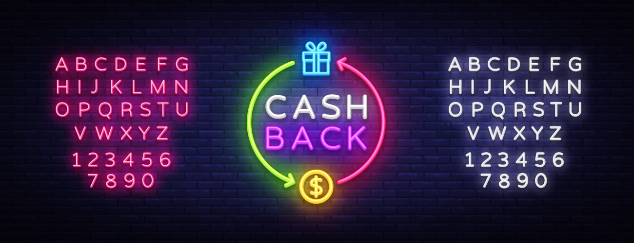 Cash back neon logo sign vector image