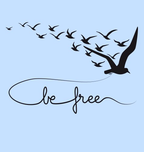 Be free text flying birds vector image