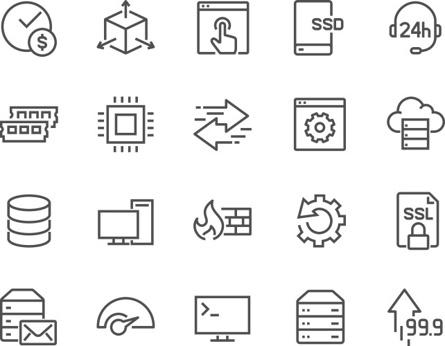 Line hosting icons vector image