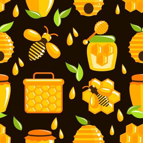 Honey seamless pattern vector image