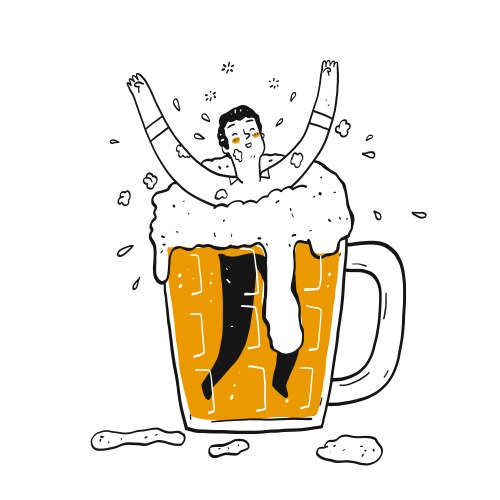 a man in the glass of beer vector image