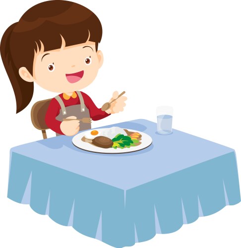 Cute girl eating so happy and delicious vector image